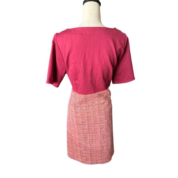Isaac Mizrahi Live! Dress Two-Tone Boat Neck Short Sleeve Tweed Skirt Size 1X - Picture 3 of 5